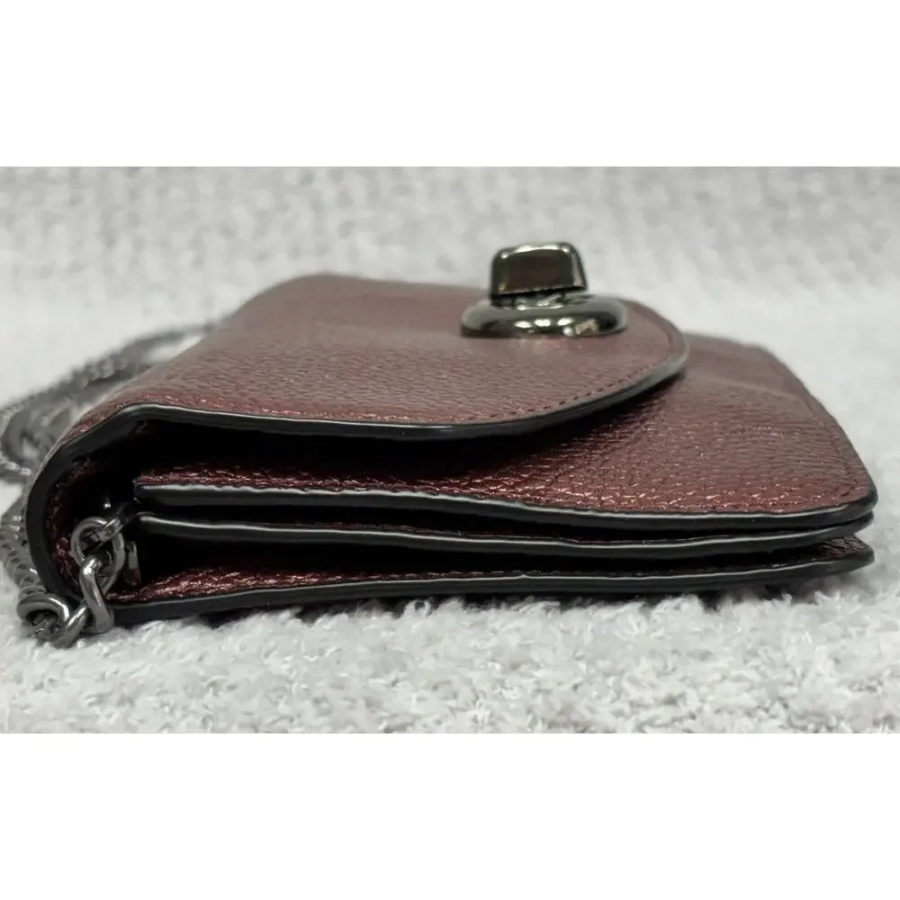 Coach Metallic Burgundy Pebbled Leather Crossbody Purse F1580 #76953
